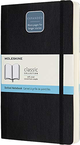 Moleskine - Cuaderno Clásico con Páginas Puntinada, Tapa Blanda y Goma Elástica, Color Negro, Tamaño Grande 13 x 21 cm, 192 Páginas (CARNET CLASSIQUE COUV SOUPLE)