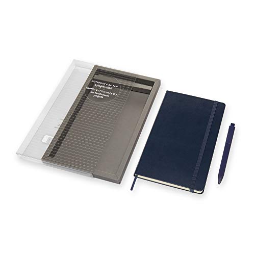 Moleskine Set Carnet Grand Format Ligne Saphir + Go Pen