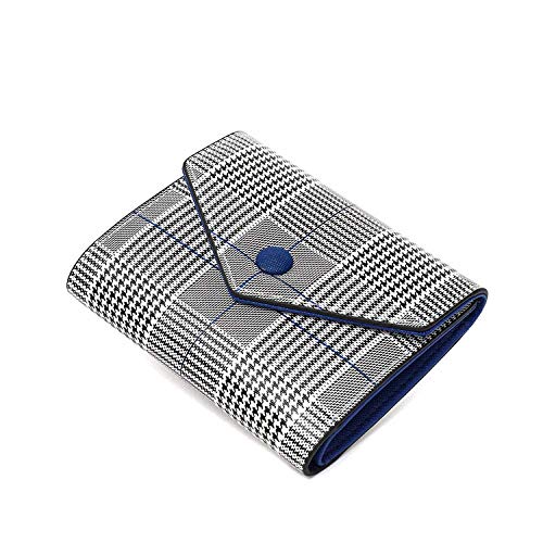 Monedero de Cuero de Vaca Urbana Tela Escocesa Corto Monedero Simple Salvaje Monedero Otoño e Invierno Ocio Monedero Tarjeta del Bolso-Blue_9 * 11 * 1.5cm SHIYUE (Color : Blue, Size : 9 * 11 * 1.5cm)