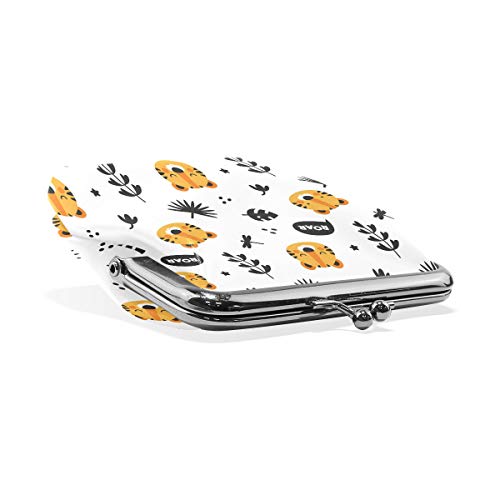 Monedero de piel con diseño de hojas de tigre para mujeres y niñas