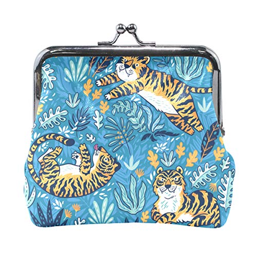 Monedero de piel con diseño de tigre para mujeres y niñas