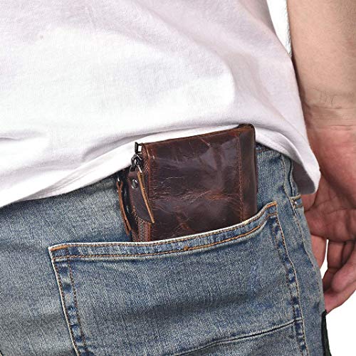 Monedero para Hombres Monedero de Cuero Grand Slim Wallet Pink Schleife® Crédito Multifuncional Monedero Diseño de Negocios Especialmente para Hombres con múltiples Ranuras para Tarjetas Marrones