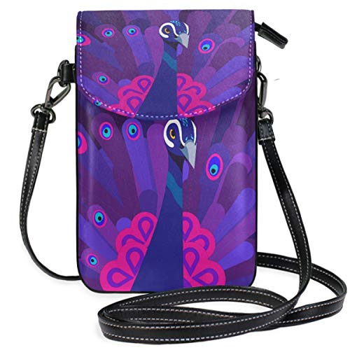 Monedero para teléfono celular con correa para el hombro Bolso bandolera con composición de pavos reales encantadores Monedero pequeño para teléfono celular con correa para el hombro Cartera para