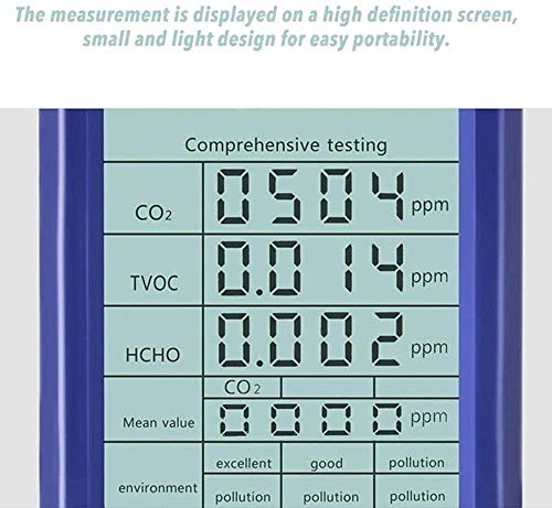 Monitor De Calidad Del Aire, Pantalla LCD Digital Con Detector De CO2 HCHO TVOC, Probador De Formaldehído Medidor CO2 Formaldehído (HCHO) TVOC Ppm