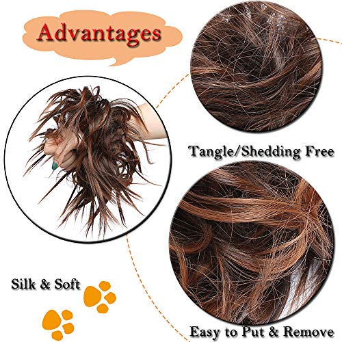 Moños Postizos Voluminosos Rizados Pelo Sintético [Marrón Claro & Castaño Oscuro] (100g)