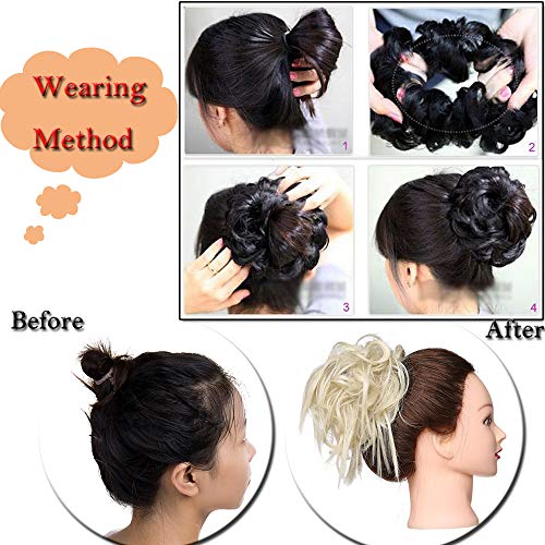 Moños Postizos Voluminosos Rizados Pelo Sintético [Marrón Claro & Castaño Oscuro] (100g)