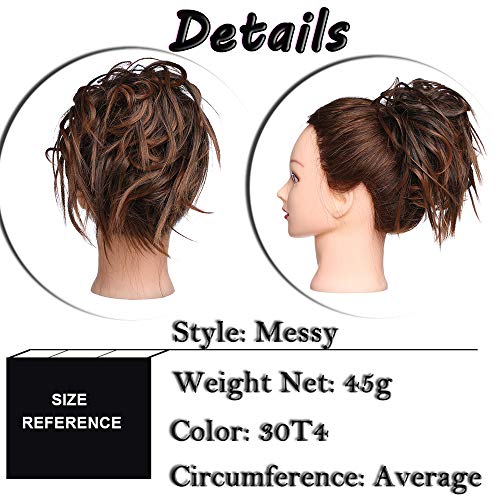 Moños Postizos Voluminosos Rizados Pelo Sintético [Marrón Claro & Castaño Oscuro] (100g)