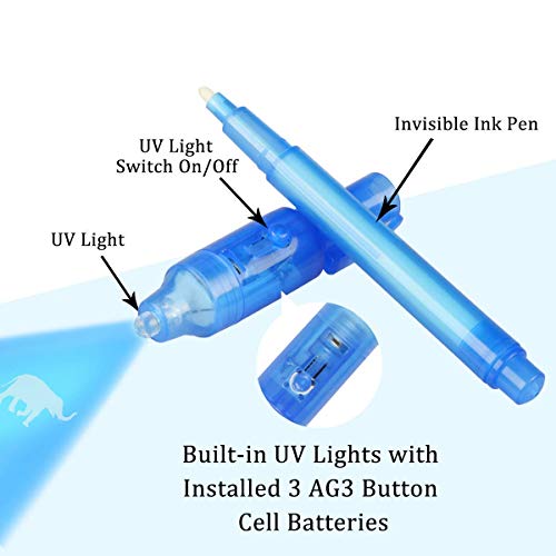 MonQi 14 pezzi Permanente Bolígrafo de Tinta Invisible con luz UV + 5 Plantillas (Cientos de Diseños Gráficos), Rotuladores de luz UV, Bolígrafos Espía , Bolígrafo Secreta para cumpleaños, Navidad