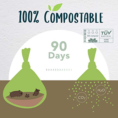 moonygreen Bolsas para Excrementos de Perro Biodegradables - Origen Vegetal, Compostaje Casero, Sin Microplásticos, Sin Perfumes y Resistentes a Fugas - 30 x 45 cm con Asas, Paquete de 30