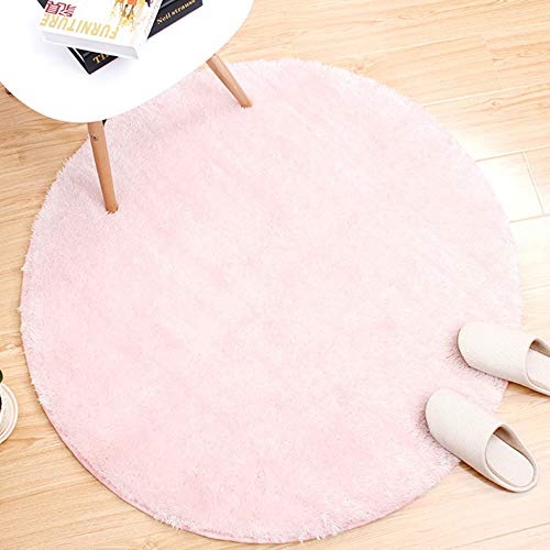 Morbuy Tapete Redondo Felpudos Alfombra Estera de Felpa 80CM/100CM Hogar Antideslizante Alfombras Piso Moqueta Mats Pad para Habitación Lavable Decorativo Suave Superficie (100cm, Rosa)