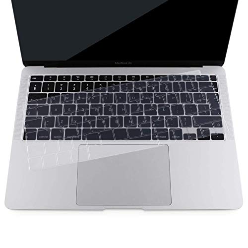 MOSISO Cubierta de Teclado Compatible con MacBook Air 13 2020 A2179 con Touch ID, Mágico Retroiluminado Skin Piel de Silicona Protectora Impermeable a Prueba de Polvo,Transparente