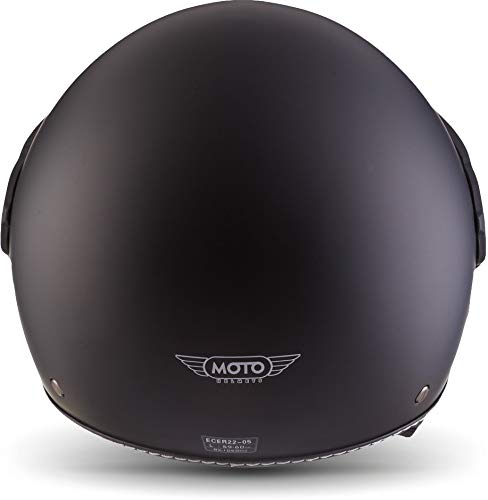 Moto Helmets H44 - Helmet Casco de Moto, Negro/Mate Negro, M (57-58cm)
