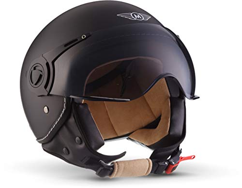 Moto Helmets H44 - Helmet Casco de Moto, Negro/Mate Negro, M (57-58cm)