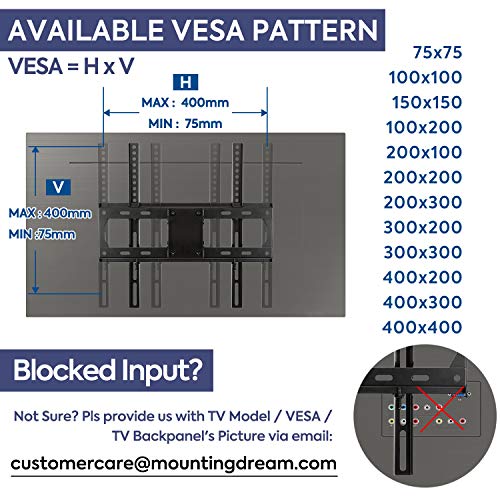 Mounting Dream Soporte de Pared TV Giratorio y Inclinable para la Mayoría DE 26–55 Pulgadas LED, LCD, y OLED de Pantalla Plana hasta VESA 400x400mm y 27kg, Soporte TV Articulado MD2377-02