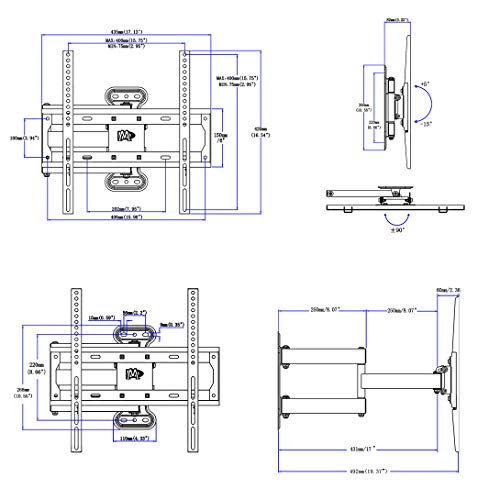 Mounting Dream Soporte de Pared TV Giratorio y Inclinable para la Mayoría DE 26–55 Pulgadas LED, LCD, y OLED de Pantalla Plana hasta VESA 400x400mm y 27kg, Soporte TV Articulado MD2377-02