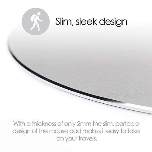 Mouse Mat Circular Gaming Aluminium Metal Mouse Pad with Waterproof Non Slip Rubber Base and Frosted Surface Mousepad for Apple MackBook