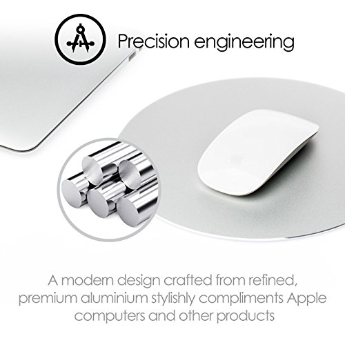 Mouse Mat Circular Gaming Aluminium Metal Mouse Pad with Waterproof Non Slip Rubber Base and Frosted Surface Mousepad for Apple MackBook