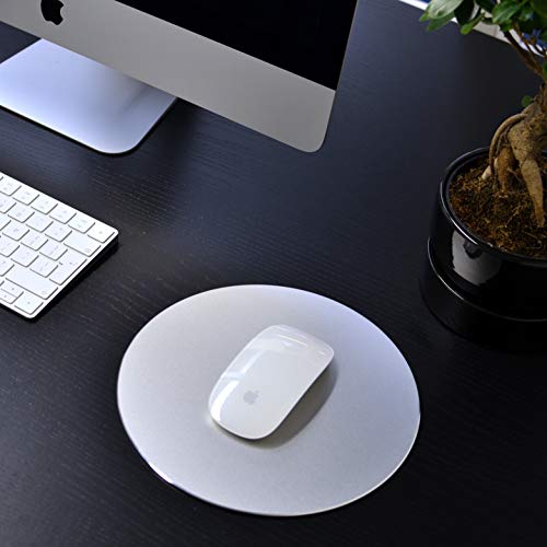 Mouse Mat Circular Gaming Aluminium Metal Mouse Pad with Waterproof Non Slip Rubber Base and Frosted Surface Mousepad for Apple MackBook