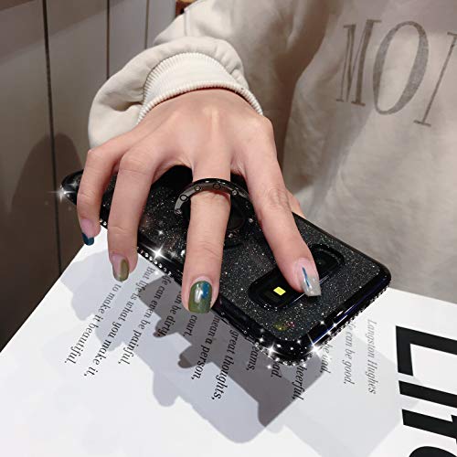 MRSTER Funda para Samsung Galaxy A7 2018, Glitter Bling TPU Bumper Brillante Diamante Protector Case con Soporte Ring Kickstand de 360 Grados Carcasa para Samsung Galaxy A7 2018. Rose Gold