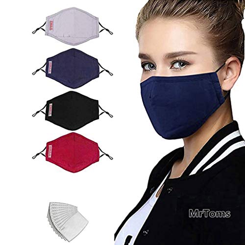 MrToms 4PC ?????????? con 8 ?????? para Mujer y Hombre, Algodon de Lavables y Reutilizable, con Orejeras Ajustables