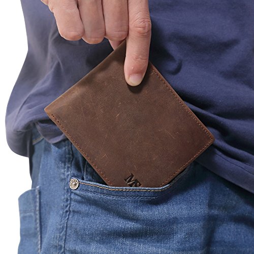 MS Cartera de Hombre de Piel Monedas Monedero Titular DNI Tarjeta de Credito (Marrón)