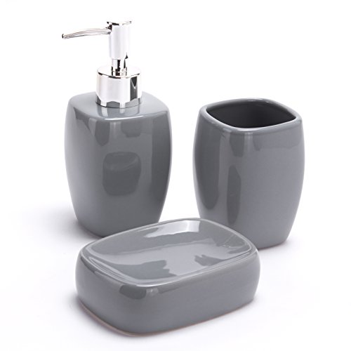 MSV MS029 - Set de cerámica, 3 Piezas, Color Gris