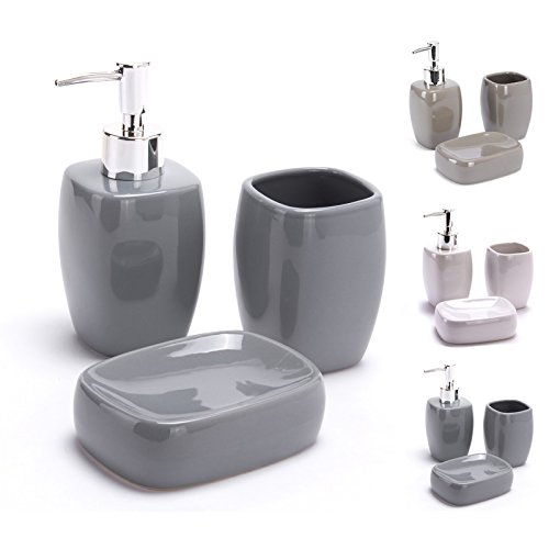 MSV MS029 - Set de cerámica, 3 Piezas, Color Gris