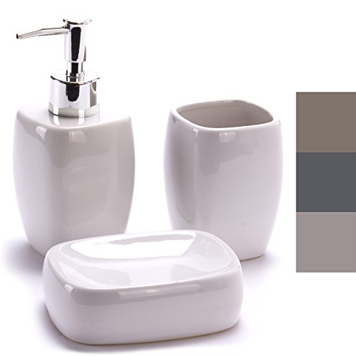 MSV MS1211/140449-3 recipientes de cerámica para baño Plato dejabón, dispensadores y Vidrio para el Cepillo de Dientes