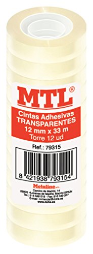 MTL 79315 - Pack de 12 cintas adhesiva, 12 mm x 33 m