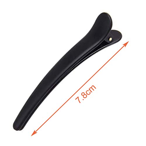 MUCHEN SHOP Pinza de Pelo de Duckbill,12 Pack Plástico Pinzas de Pelo Profesional Seccionador Largo Barrettes Pinza de Cocodrilo de Pelo Clipss para Mujeres Niñas 7,8CM Negro