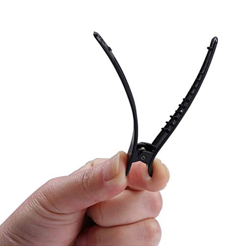 MUCHEN SHOP Pinza de Pelo de Duckbill,12 Pack Plástico Pinzas de Pelo Profesional Seccionador Largo Barrettes Pinza de Cocodrilo de Pelo Clipss para Mujeres Niñas 7,8CM Negro