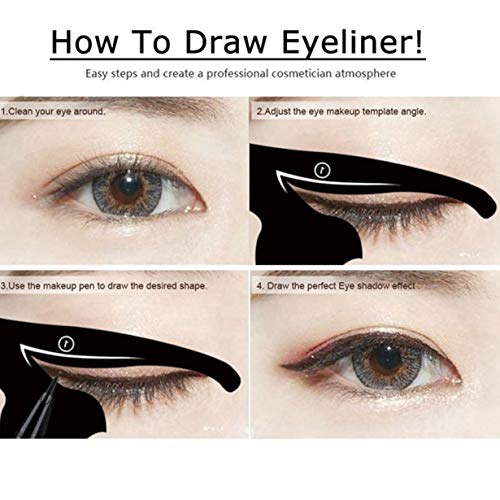 Mujeres Cat Line Eye Makeup Eyeliner Plantillas de plantillas únicas Kits de herramientas de maquillaje para ojos Elegant Eyeliner Tools - negro