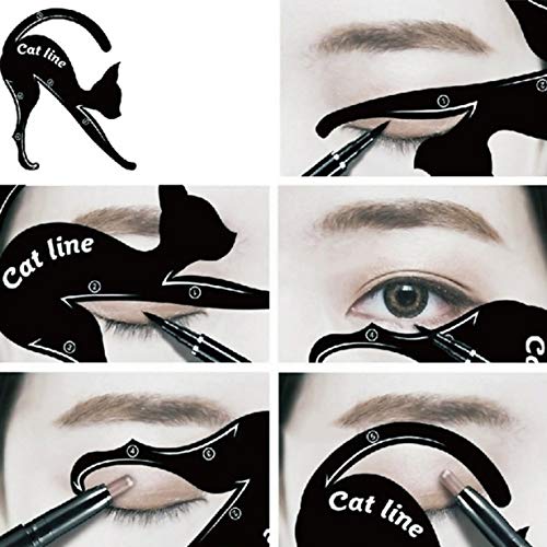 Mujeres Cat Line Eye Makeup Eyeliner Plantillas de plantillas únicas Kits de herramientas de maquillaje para ojos Elegant Eyeliner Tools - negro
