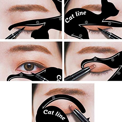 Mujeres Cat Line Eye Makeup Eyeliner Plantillas de plantillas únicas Kits de herramientas de maquillaje para ojos Elegant Eyeliner Tools - negro