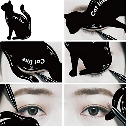 Mujeres Cat Line Eye Makeup Eyeliner Plantillas de plantillas únicas Kits de herramientas de maquillaje para ojos Elegant Eyeliner Tools - negro