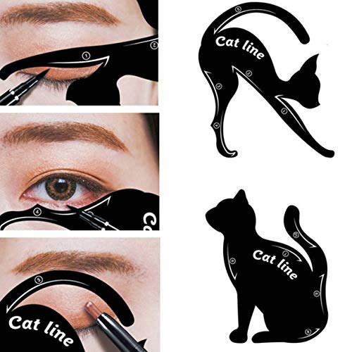 Mujeres Cat Line Eye Makeup Eyeliner Plantillas de plantillas únicas Kits de herramientas de maquillaje para ojos Elegant Eyeliner Tools - negro