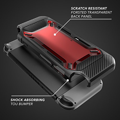 Mumba Funda para Nintendo Switch [Reforzada] Carcasa Delgada  [Enganchable] para Nintendo Switch Version 2017 (Negro/Rojo)