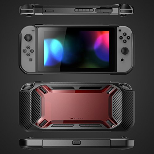 Mumba Funda para Nintendo Switch [Reforzada] Carcasa Delgada  [Enganchable] para Nintendo Switch Version 2017 (Negro/Rojo)