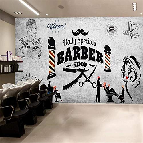 Mural,Papel Pintado 3D,Fotomurales,Pared Decoración Papel Tapiz Fotográfico,Dormitorio Sala De Estar Tv Mesita De Noche Sofa Antecedentes,Deco De Peluquería Vintage,250(Ancho) X175(Alto) Cm