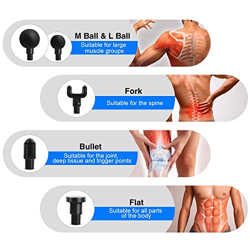 Muscle Massager, Pistola de Masaje Muscular Personal de Mano, Pistola de Masaje Muscular electrónica con Pantalla LCD de 6 Cabezas,20 velocidades, Ayuda a Promover la circulación sanguínea