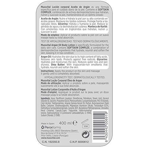 Mussvital Essentials Loción Hidratante Argán 400 ML