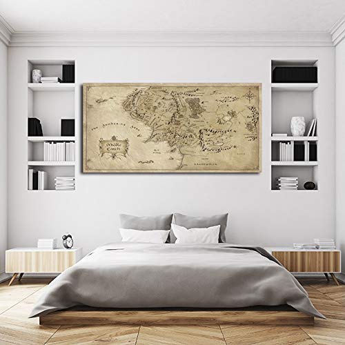 MXLF Lienzo Pintura Película El Señor de los Anillos Mapa Lienzo HD Impresiones Carteles for la Sala Principal del Arte en Cuadros de la Pared No Frame Pinturas