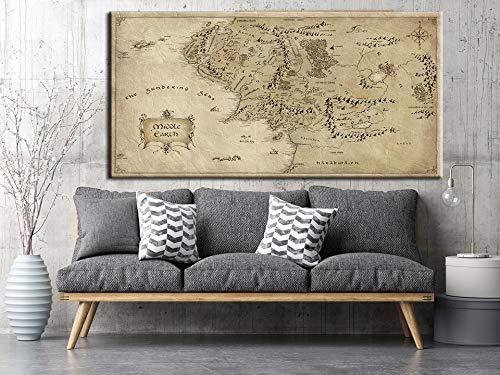 MXLF Lienzo Pintura Película El Señor de los Anillos Mapa Lienzo HD Impresiones Carteles for la Sala Principal del Arte en Cuadros de la Pared No Frame Pinturas