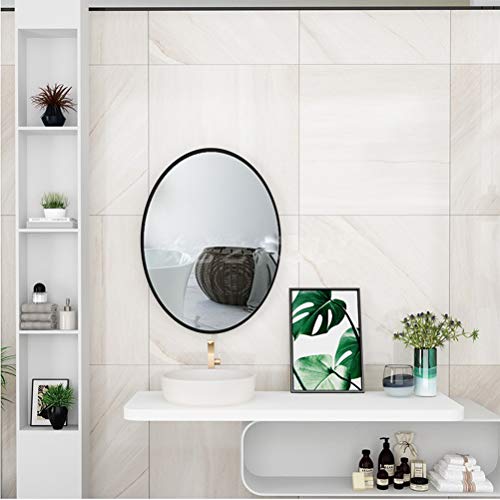 MYF Espejo de baño Europeo Espejo de baño Baño Ovalado Baño Espejo de Pared Espejo de Maquillaje Espejo de Vestir Simple Negro/Dorado,Metallic,50cm*75cm