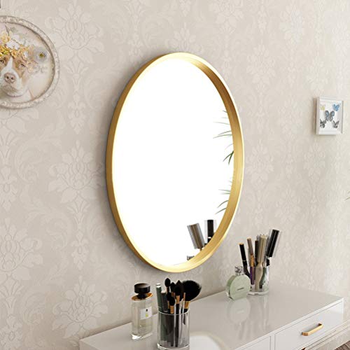 MYF Espejo de baño Europeo Espejo de baño Baño Ovalado Baño Espejo de Pared Espejo de Maquillaje Espejo de Vestir Simple Negro/Dorado,Metallic,50cm*75cm
