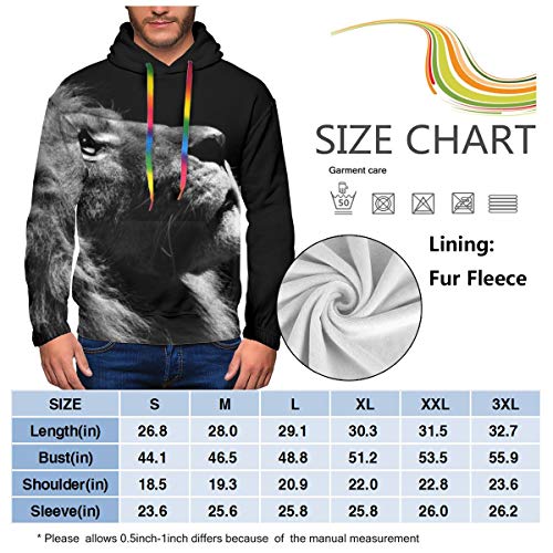 Myhou Sudadera con Capucha y Forro Polar para Hombre, diseño de león con Texto en inglés Fonds D'écran Lion Tous Les Wallpapers Negro Negro (S