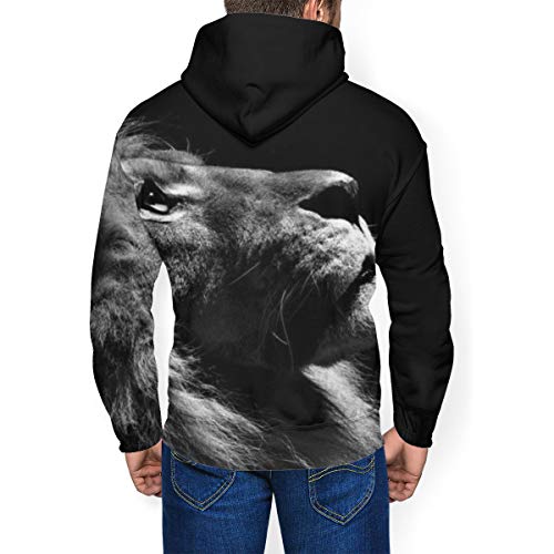 Myhou Sudadera con Capucha y Forro Polar para Hombre, diseño de león con Texto en inglés Fonds D'écran Lion Tous Les Wallpapers Negro Negro (S