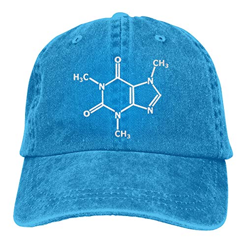 N / A Caffeine Molecule Gamer Nerd Geek Science sombrero de cowboyhut gorra de béisbol de algodón unisex todas las estaciones son cómodos y transpirables azul Talla única
