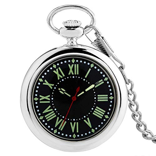 N / A Moda Bolsillo de Cuarzo Reloj de Plata para los Hombres, Relojes de Bolsillo de aleación de Cadena Notable para los niños, Niza Brillante en línea de joyería de números Romanos para los h.