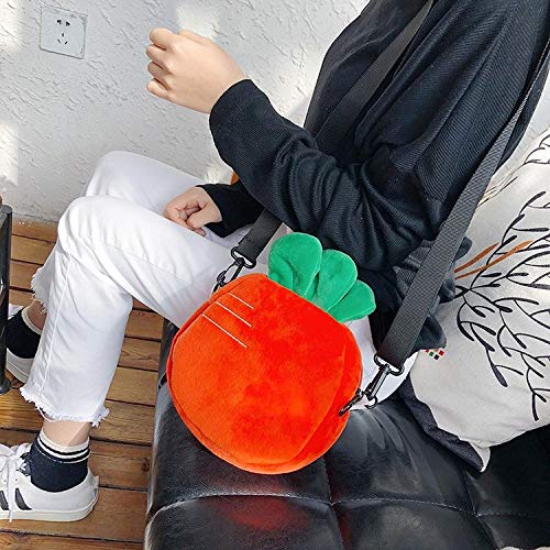 N / A pequeña Fresa Zanahoria Mochila de Felpa Estudiante un Hombro Oblicuo Felpa Mochila Escolar Linda Chica 19 cm